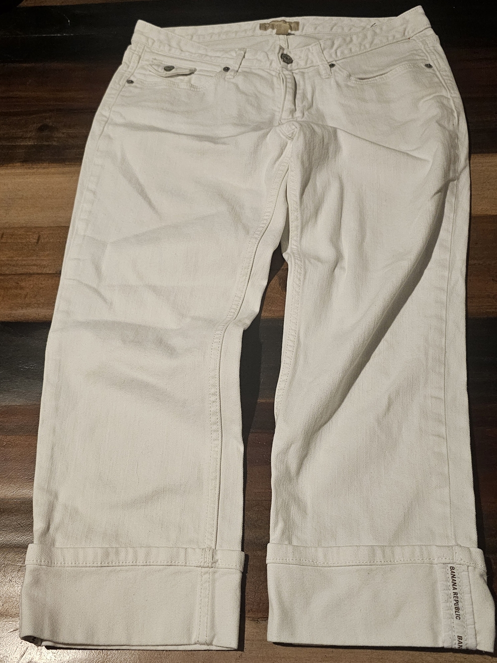 Banana Republic White Cuffed Ankle Jeans